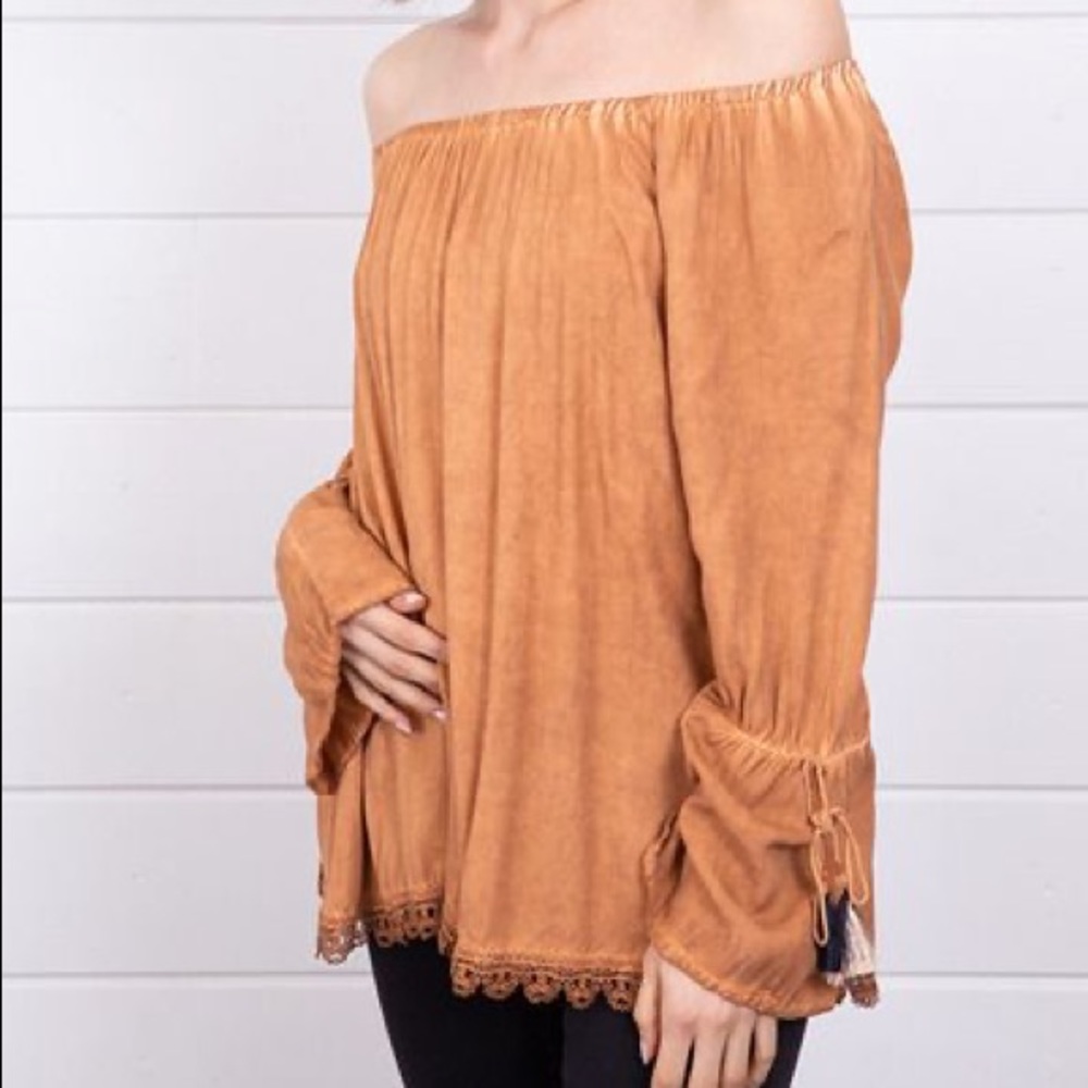 Mystree Orange Off The Shoulder Top